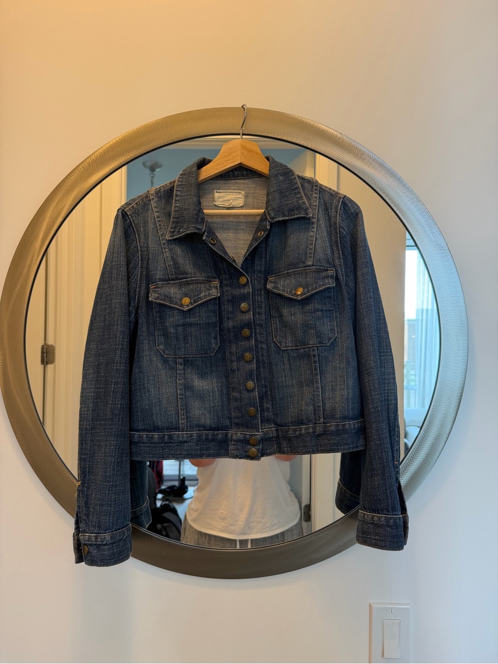 Current/Elliott Dark Blue Denim Trucker Jacket